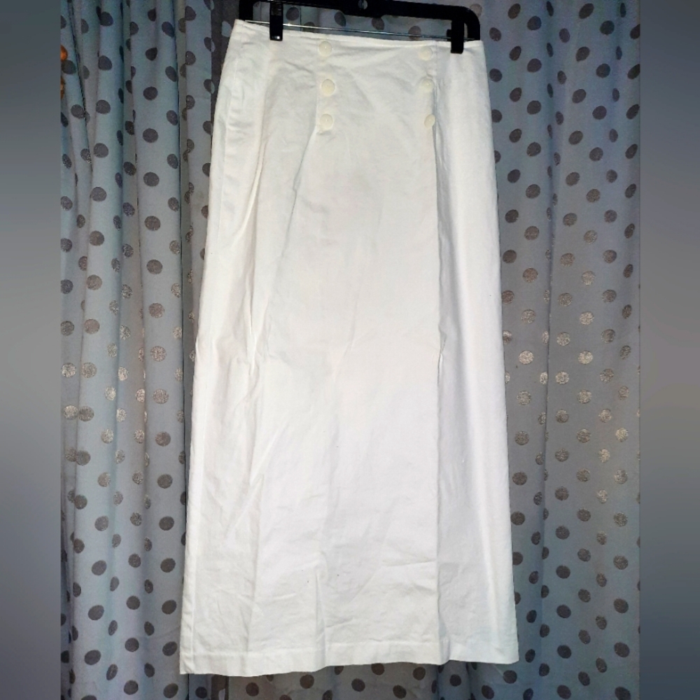 DAVID PAUL Long Cotton Skirt with Slit 10 Made in the USA
